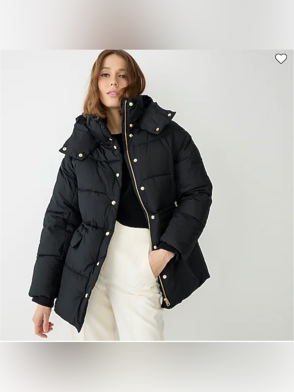 J.Crew Signature Puffer Hooded Jacket Black Large